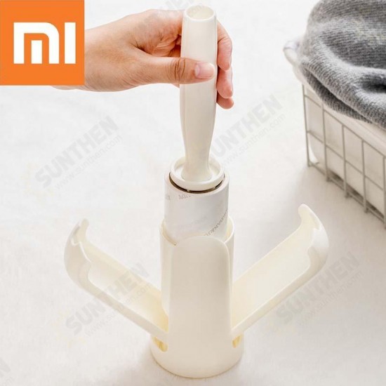 Portable Creamy White Cleaning Sweater Sticky Roller Brush Cleaning Tool Travel Camping With 2 Pcs Sticky Paper