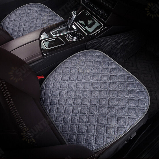 4 Colors Autumn Winter Universal Plush Anti Slip Car Front & Rear Seat Lattice Cushion Cover Chair Pad Seat Mat