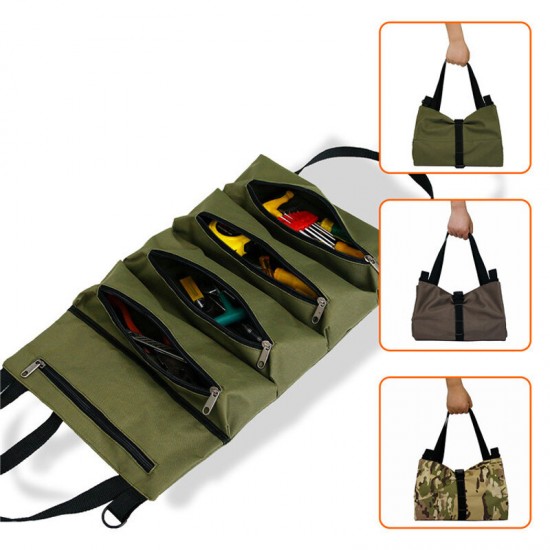 49x29cm Portable 600D Oxford Cloth Car Seat Back Multi-function Tool Roll Bag Storage Bag Universal For Car/ Outdoor/ Motorcycle