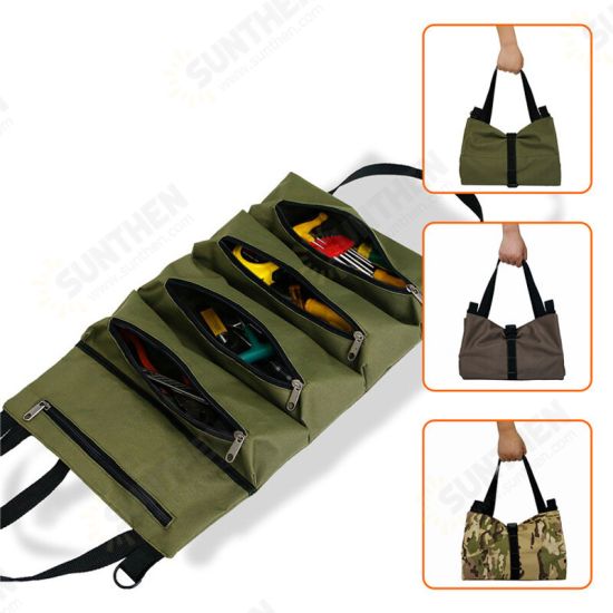 49x29cm Portable 600D Oxford Cloth Car Seat Back Multi-function Tool Roll Bag Storage Bag Universal For Car/ Outdoor/ Motorcycle