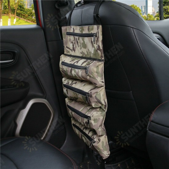 49x29cm Portable 600D Oxford Cloth Car Seat Back Multi-function Tool Roll Bag Storage Bag Universal For Car/ Outdoor/ Motorcycle