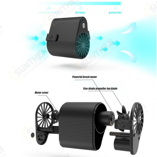 4W Waist Hanging Fan USB Rechargeable 3 Modes Mini Air Conditioner Fan Camping Travel Office