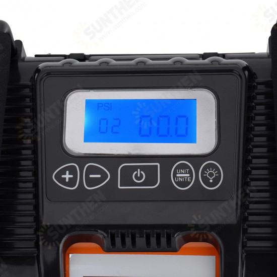 DC 12V Digital Tire Inflator With Emergency Light Travel Car Portable Air Compressor Pump 100 PSI Air Compressor for Car Motorcycles Bicycles