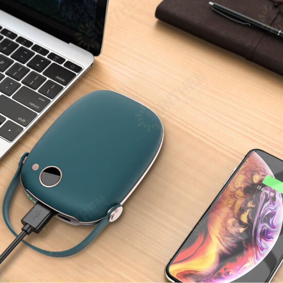 10000mAh 2-in-1 Electric Hand Warmer Power Bank 3 Levels Double Sided Heating Type-C Rechargeable Portable Winter Hand Warmers Gifts