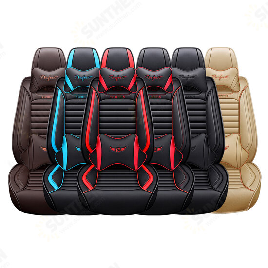 PU Car Seat Cover Cushions with Headrest Automobile Universal Protective Mat Cushion Front and Rear Seat Cover for Car