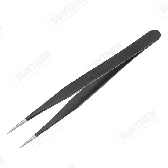 2pcs Antistatic Harder Mini Stainless Steel Tweezer Straight and Elbow Head Tweezer