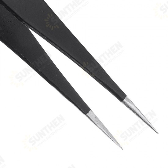 2pcs Antistatic Harder Mini Stainless Steel Tweezer Straight and Elbow Head Tweezer