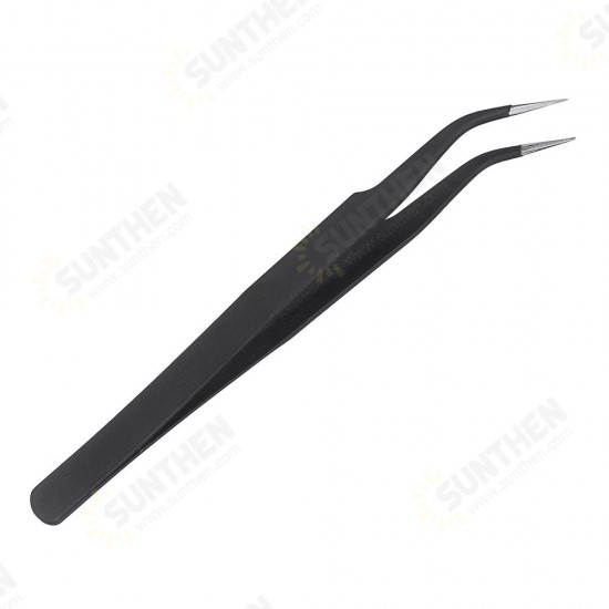 2pcs Antistatic Harder Mini Stainless Steel Tweezer Straight and Elbow Head Tweezer