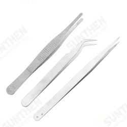 3 In 1 Stainless Steel Tweezer Straight/Flat/Elbow Head Tweezer 3 In 1 Stainless Steel Tweezer Straight/Flat/Elbow Head Tweezer