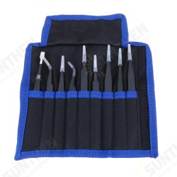 9 Pcs ESD Tweezer Anti-static Stainless Steel Precisiion Tweezers for Electronics Nail Beauty 9 Pcs ESD Tweezer Anti-static Stainless Steel Precisiion Tweezers for Electronics Nail Beauty