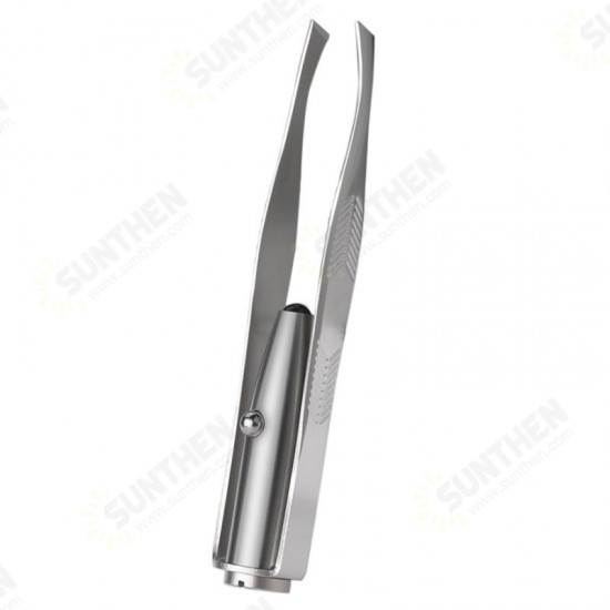 Eyebrow Hair Removal LED Eyebrow Tweezer Portable Stainless Steel Eyebrow Clip With Light Makeup Tools