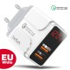 18W Dual Port USB Charger QC3.0 Quick Charge Wall Charger Adapter With EU Plug US Plug UK Plug For iPhone 11 SE 2020 For Huawei