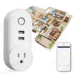 US Plug 110-230V 1250W WIFI Assistant 2 USB Alexa Voice Control APP Smart Socket Charger US Plug 110-230V 1250W WIFI Assistant 2 USB Alexa Voice Control APP Smart Socket Charger