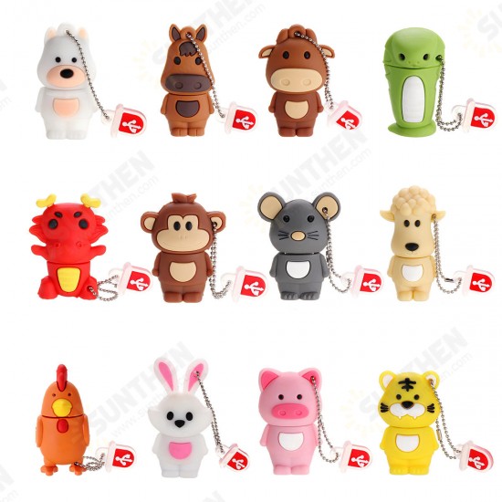 64GB USB2.0 Flash Drive Lovely Cartoon Comic Animals Model Pen Drive Memory Stick Gift