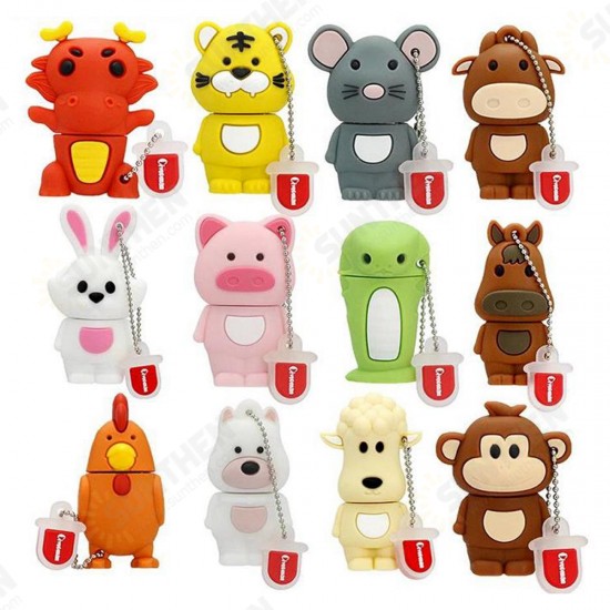 64GB USB2.0 Flash Drive Lovely Cartoon Comic Animals Model Pen Drive Memory Stick Gift