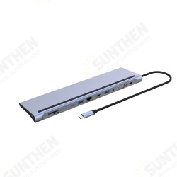 11 in 1 Type-C Docking Station USB-C Hub Splitter Adaptor with USB2.0*3 Type-C 2.0 PD100W 1080P VGA 100M RJ45 3.5mm Audio Compatible 11 in 1 Type-C Docking Station USB-C Hub Splitter Adaptor with USB2.0*3 Type-C 2.0 PD100W 1080P VGA 100M RJ45 3.5mm Audio Compatible