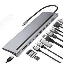 12-in-1 Type-C Docking Station USB-C Hub Splitter Adaptor 12-in-1 Type-C Docking Station USB-C Hub Splitter Adaptor
