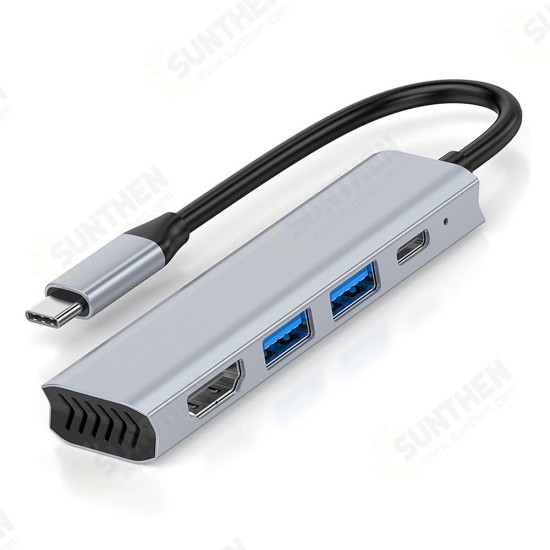 4 in 1 Type-C Docking Station USB-C Hub Splitter Adaptor USB2.0 USB3.0 PD100W 4K@30Hz HDMI Multiport Hub