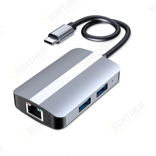 5 IN 1 Type-C Hub Docking Station USB-C to USB 2.0 USB 3.0 RJ45 100Mbps LAN Ethernet SD/TF Card Reader Slot