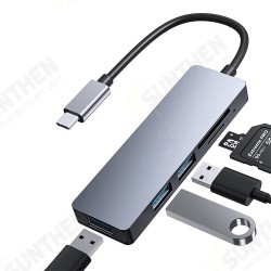 5 in 1 Type-C Docking Station 5Gbps USB-C Hub SD/TF Card Reader USB3.0 2.0 PD Splitter Adaptor for PC Computer 5 in 1 Type-C Docking Station 5Gbps USB-C Hub SD/TF Card Reader USB3.0 2.0 PD Splitter Adaptor for PC Computer