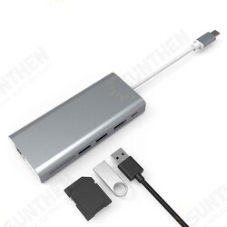 6 In 1 Type-C Hub Docking Station Adapter with 2* USB3.0/ SD Card Reader/ HD/ RJ45 Port/ PD Fast Charging 6 In 1 Type-C Hub Docking Station Adapter with 2* USB3.0/ SD Card Reader/ HD/ RJ45 Port/ PD Fast Charging