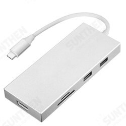 7-IN-1 Multifunctional Type-C Hub Adapter Docking Station with USB3.0 Type-C 3.1 PD 4K HDMI-Compatible SD/TF Card Reader Slot for Laptop PC Computer 7-IN-1 Multifunctional Type-C Hub Adapter Docking Station with USB3.0 Type-C 3.1 PD 4K HDMI-Compatible SD/TF Card Reader Slot for Laptop PC Computer