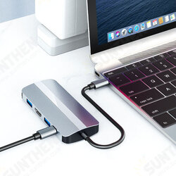 7 in 1 Type-C Docking Station USB-C Hub Splitter Adaptor with USB-C USB3.0 2.0 PD 87W 4K/30HZ 100Mbps RJ45 LAN Ethernet SD/TF Card Reader Slot 7 in 1 Type-C Docking Station USB-C Hub Splitter Adaptor with USB-C USB3.0 2.0 PD 87W 4K/30HZ 100Mbps RJ45 LAN Ethernet SD/TF Card Reader Slot