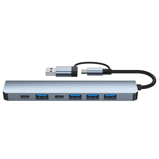 7 in 1 Type-C Docking Station USB-C Hub Splitter Adaptor with USB-C USB3.0 5Gbps Multiport Hub for PC Laptop 3.0 2.0 Port