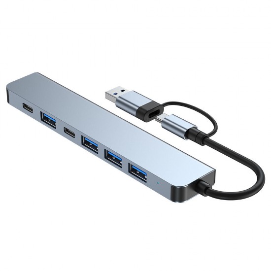 7 in 1 Type-C Docking Station USB-C Hub Splitter Adaptor with USB-C USB3.0 5Gbps Multiport Hub for PC Laptop 3.0 2.0 Port