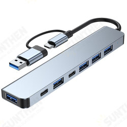 7 in 1 Type-C Docking Station USB-C Hub Splitter Adaptor with USB-C USB3.0 5Gbps Multiport Hub for PC Laptop 3.0 2.0 Port 7 in 1 Type-C Docking Station USB-C Hub Splitter Adaptor with USB-C USB3.0 5Gbps Multiport Hub for PC Laptop 3.0 2.0 Port