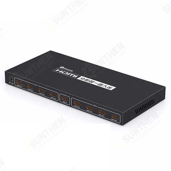 ZH118 1 in 8 out HDMI-compatibility Splitter 4K/30Hz Resolution 5V Power Supply for Mac Windows PC Laptop