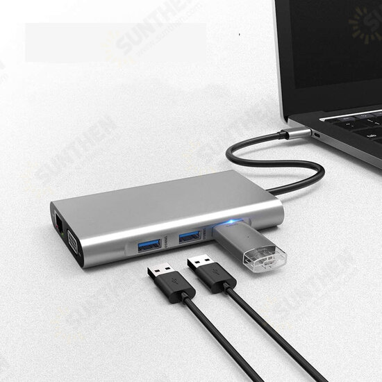 10 In 1 Triple Display USB Type-C Hub Docking Station Adapter