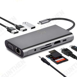 10 In 1 Triple Display USB Type-C Hub Docking Station Adapter 10 In 1 Triple Display USB Type-C Hub Docking Station Adapter