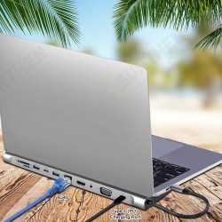 11-in-1 USB-C Hub Adapter with 3 * USB 3.0/USB-C/87W Type-C PD Charging/4K HD Display/VGA/Ethernet RJ45 Port/3.5mm Audio Jack/Memory Card Reader 11-in-1 USB-C Hub Adapter with 3 * USB 3.0/USB-C/87W Type-C PD Charging/4K HD Display/VGA/Ethernet RJ45 Port/3.5mm Audio Jack/Memory Card Reader