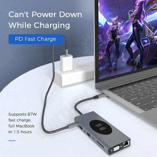 14 In 1 Triple Display USB-C Hub Docking Station Adapter