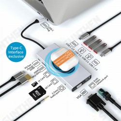 13 In 1 Triple Display USB-C Hub Docking Station Adapter 13 In 1 Triple Display USB-C Hub Docking Station Adapter