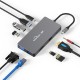 BS101A 10 in 1 Type-C Docking Station USB-C Hub Splitter Adaptor with USB3.0*3 PD100W RJ45 1080P VGA 4K@30Hz HDMI 3.5mm Audio