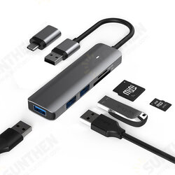 H502 5 in 1 USB/Type-C Docking Station USB-C Hub Splitter Adaptor with USB3.0*3 SD/TF Card Reader Slot Support OTG for PC Computer Laptop H502 5 in 1 USB/Type-C Docking Station USB-C Hub Splitter Adaptor with USB3.0*3 SD/TF Card Reader Slot Support OTG for PC Computer Laptop