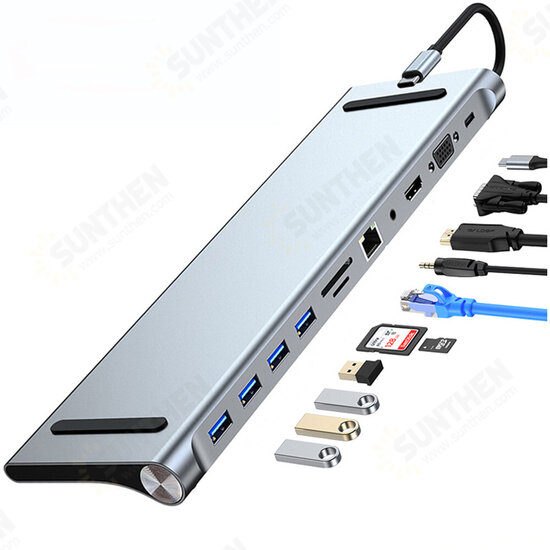 11 in 1 Type-C Docking Station USB-C Hub Adapter Ergonomic Laptop Riser for Macbook Air/Pro HULaptop BYL-2003