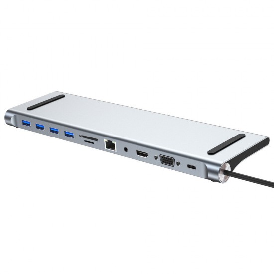 11 in 1 Type-C Docking Station USB-C Hub Adapter Ergonomic Laptop Riser for Macbook Air/Pro HULaptop BYL-2003