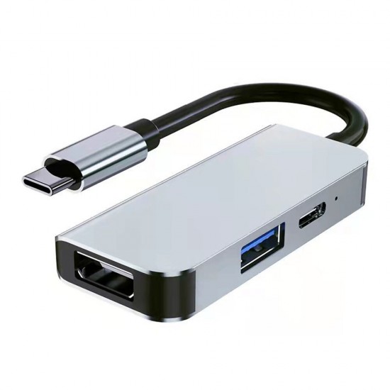 3 in 1 Type-C Docking Station USB-C Hub Adapter with USB3.0 USB-C PD 87W 4K HDMI-Compatible for PC Computer Laptop BYL-2113