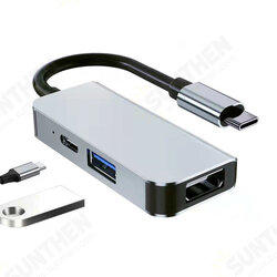 3 in 1 Type-C Docking Station USB-C Hub Adapter with USB3.0 USB-C PD 87W 4K HDMI-Compatible for PC Computer Laptop BYL-2113