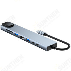 8 In 1 USB-C Hub Docking Station Type-C to USB3.0 USB2.0 PD 87W 4K HDMI-Compatible RJ45 100Mbps Ethernet SD/TF Card Reader Slot 8 In 1 USB-C Hub Docking Station Type-C to USB3.0 USB2.0 PD 87W 4K HDMI-Compatible RJ45 100Mbps Ethernet SD/TF Card Reader Slot