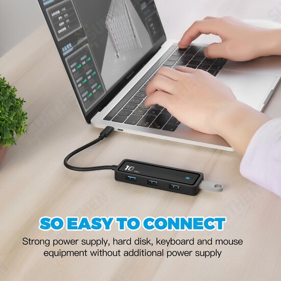 6 in 1 USB Hub 4-Port USB3.1 Gen 2 Expander with SD/ TF Adapter Laptop Docking Station