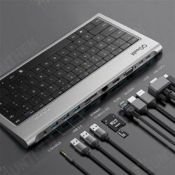 Aluminum Alloy Keyboard + 11 In 1 USB-C Hub Docking Station Adapter Aluminum Alloy Keyboard + 11 In 1 USB-C Hub Docking Station Adapter