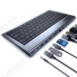 Aluminum Alloy Keyboard + 11 In 1 USB-C Hub Docking Station Adapter Aluminum Alloy Keyboard + 11 In 1 USB-C Hub Docking Station Adapter