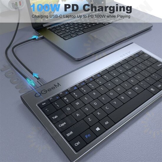 Aluminum Alloy Keyboard + 11 In 1 USB-C Hub Docking Station Adapter