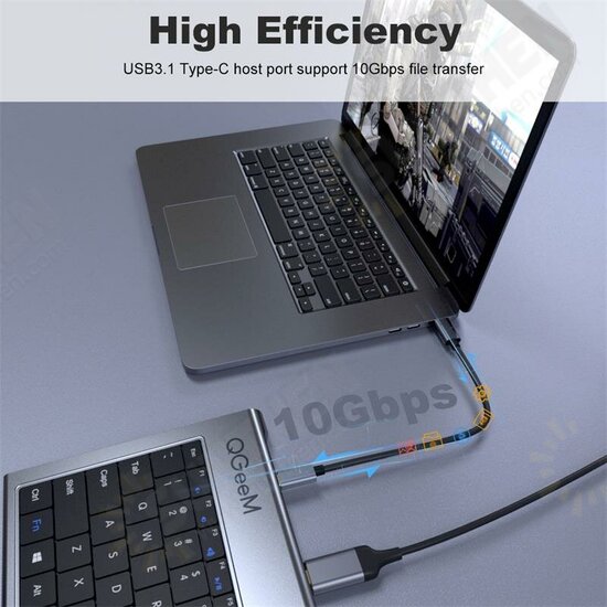 Aluminum Alloy Keyboard + 11 In 1 USB-C Hub Docking Station Adapter