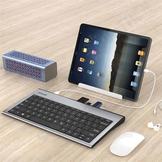 Aluminum Alloy Keyboard + 11 In 1 USB-C Hub Docking Station Adapter