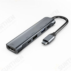 Typy C Hub USB-C Adapter 5 In 1 with 4K 30Hz HDMI 60W PD Charging port USB-C USB 3.0 USB 2.0 port Typy C Hub USB-C Adapter 5 In 1 with 4K 30Hz HDMI 60W PD Charging port USB-C USB 3.0 USB 2.0 port